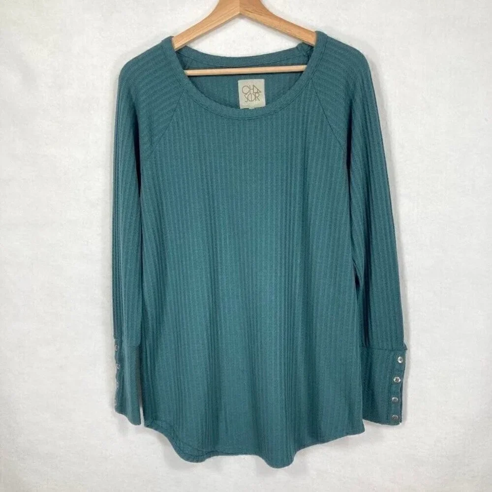 Chaser Waffle Thermal Tunic Top Outdoor Minimalist Comfort Boho Neutral L